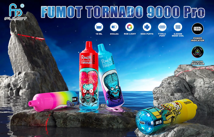 Fumot Disposable Vape | כַּדוֹרֶת 06D6228 1 חתיכה 9000 pro 18 מ"ל חד פעמי Fumot Tornado